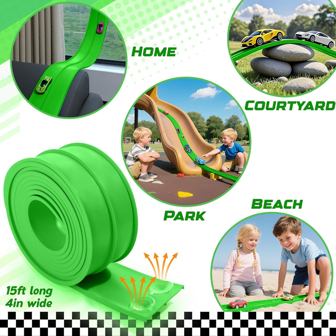 Juego de Pista de Carreras Flexible de 15 Pies, Set Inicial con Ven...