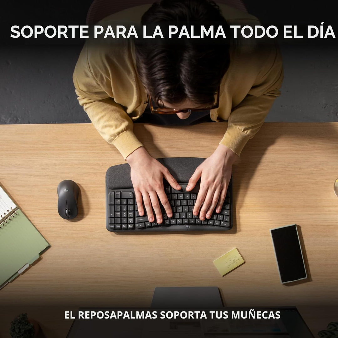 Logitech Wave Keys MK670 Combo, teclado ergonómico inalámbrico con...