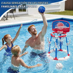 Juego de aro de baloncesto y lanzamiento de anillos 2 en 1, juguetes flotantes de piscina para niños