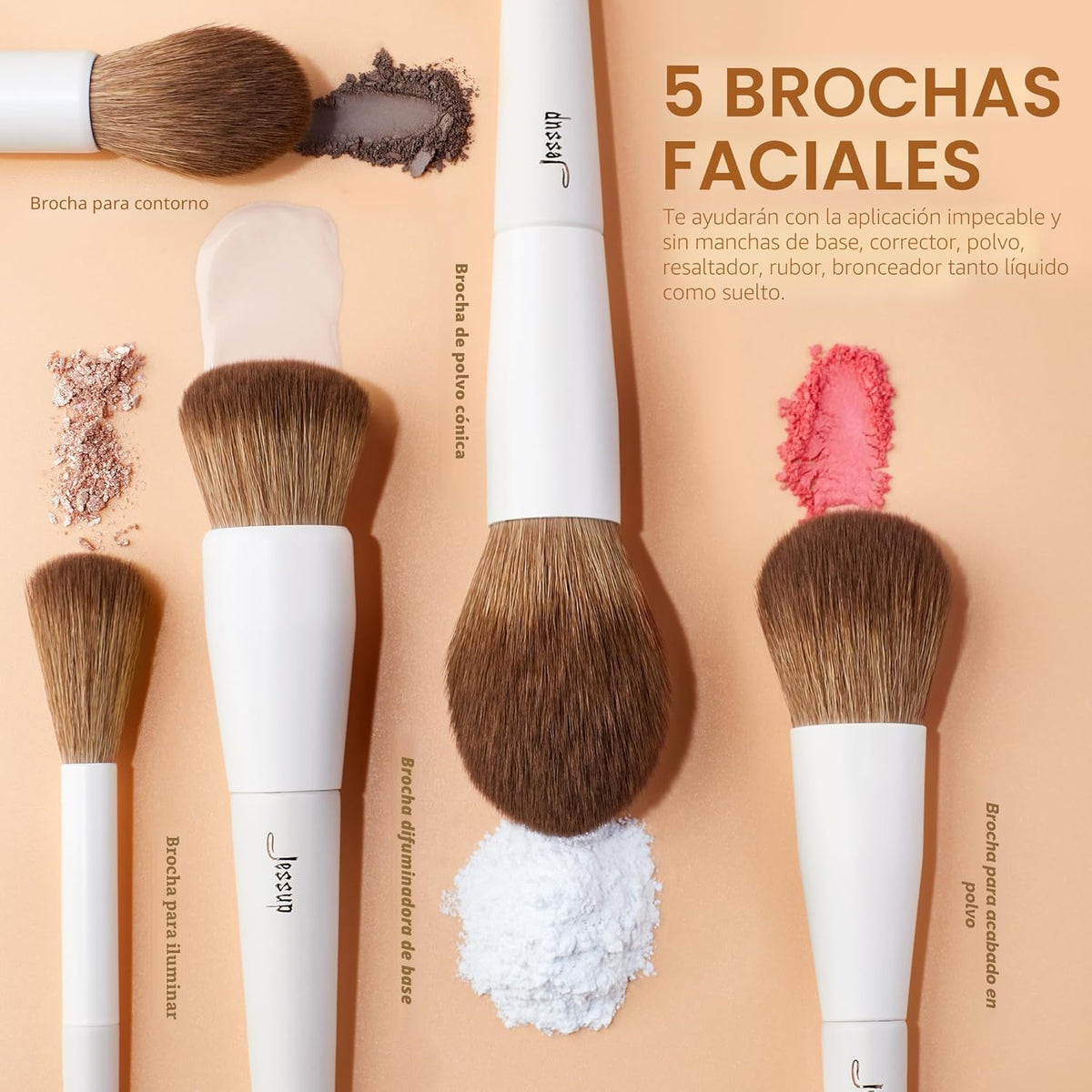 Jessup Juego de brochas de maquillaje, 14 piezas, juego de brochas