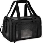 Henkelion Transportador grande para gatos y mascotas de lados suaves para gatos y cachorros de hasta 25 libras - Transportador de viaje plegable e impermeable - Negro
