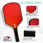 Paleta de pickleball individual y juego – Palas ligeras aprobadas por USAPA, superficie de fibra de vidrio, núcleo de panal de abeja de 0.512 in, pelotas para exteriores y bolsa de transporte