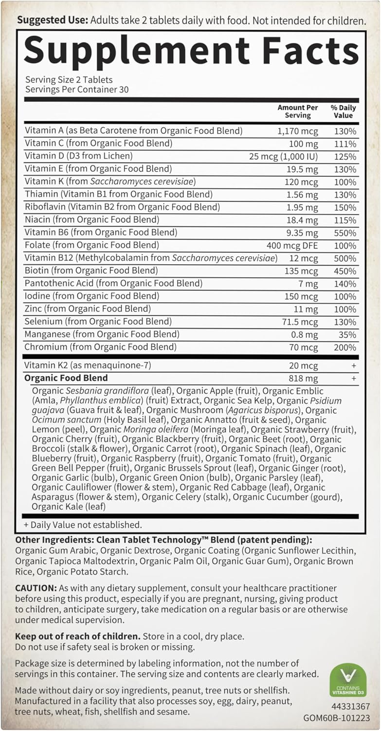 Garden of Life Organics Multivitamínico de alimentos enteros para h...