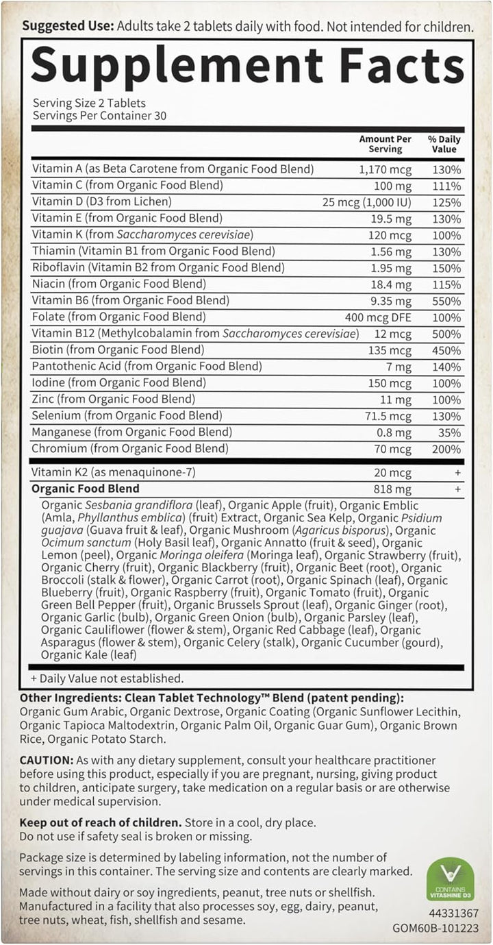 Garden of Life Organics Multivitamínico de alimentos enteros para h...