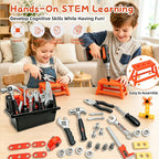 Juego de 49 piezas de construcción para niños con taladro de juguete y caja