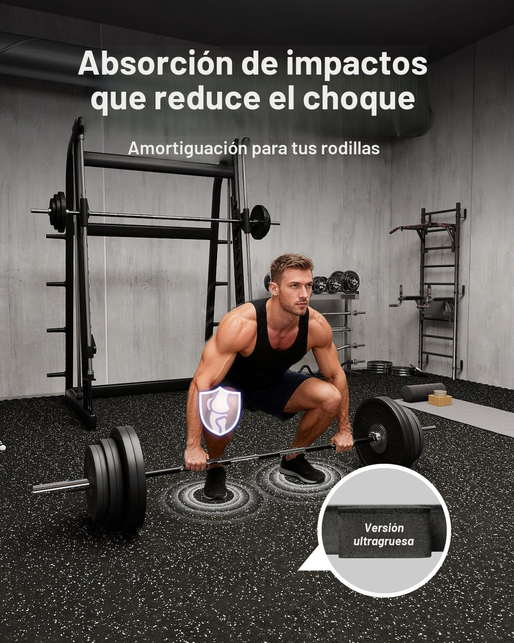 AIRHOP 0.79 pulgadas de espesor 48 pies cuadrados de alfombrillas para equipos de ejercicio, 12 losetas de goma mejoradas con espuma EVA de alta densidad, gran piso entrelazado tipo rompecabezas para