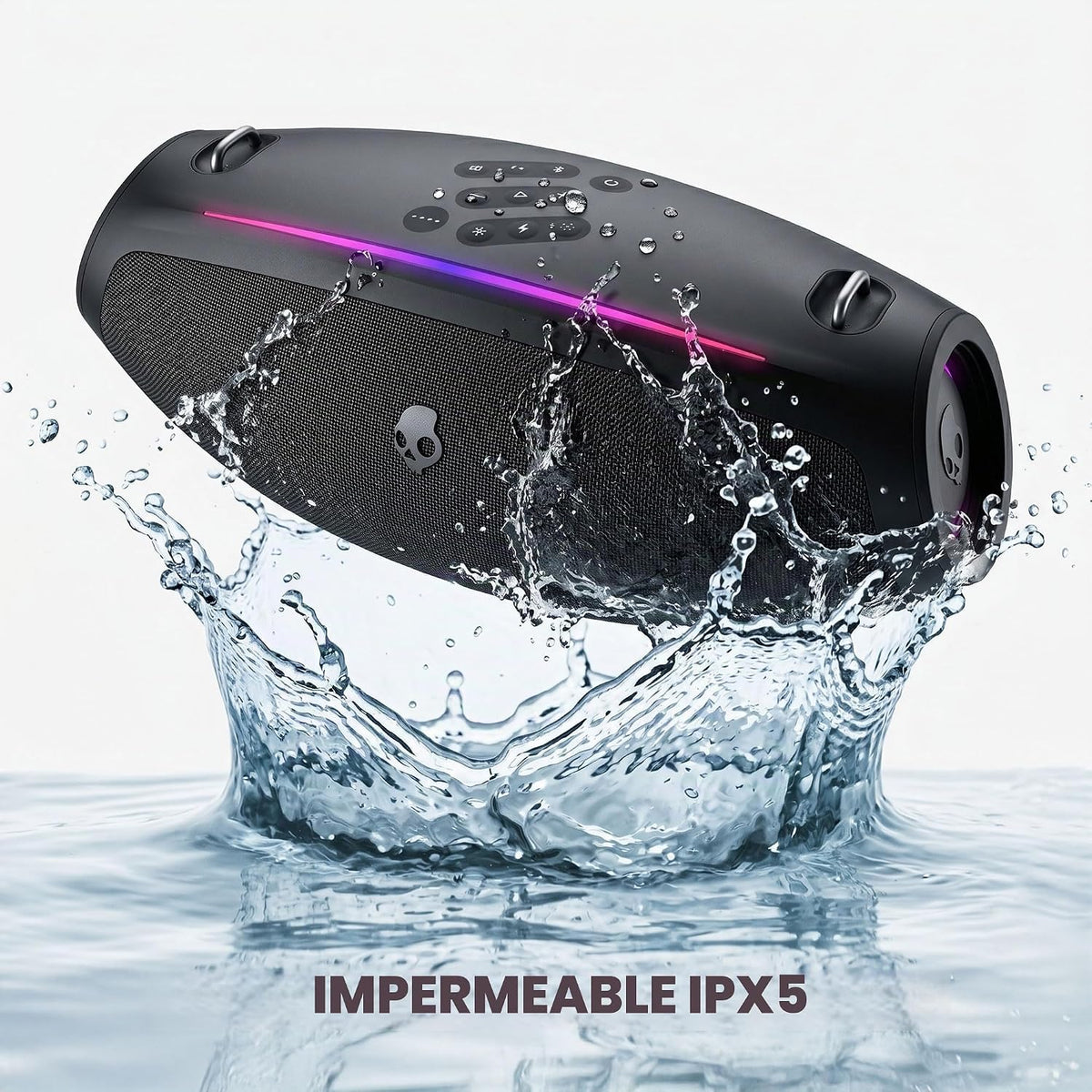 Skullcandy Barrel 2 Bocina Boombox Bluetooth con Luces LED, 12H Batería