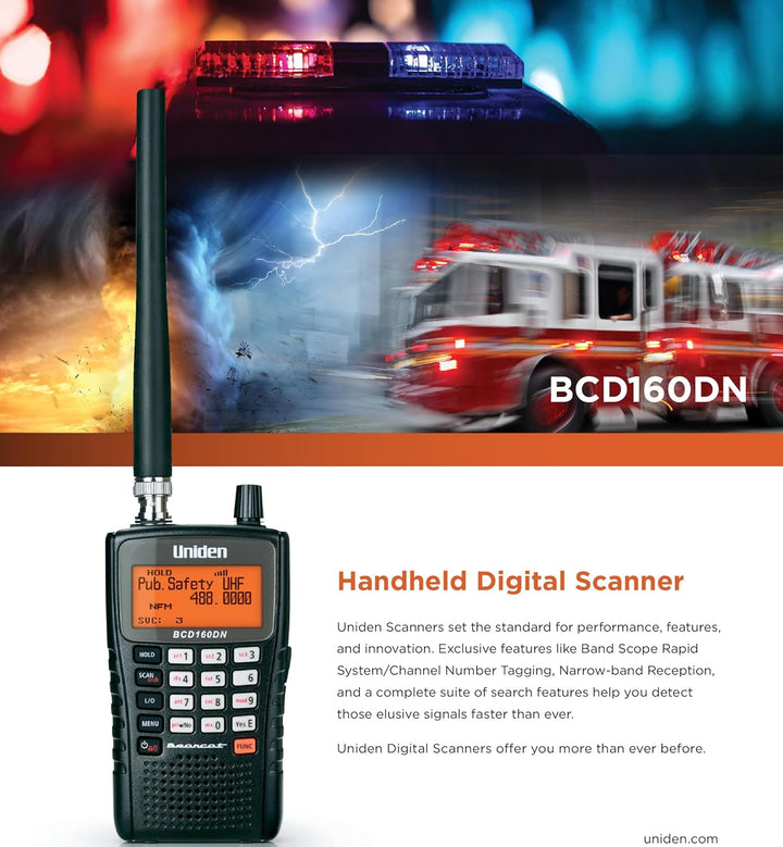 Uniden Bearcat - Escáner digital portátil BCD160DN