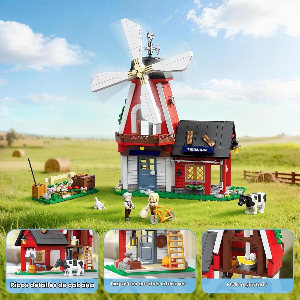 Wise Block 2 en 1 Farm & Lighthouse - Juego de construcción de 727 piezas