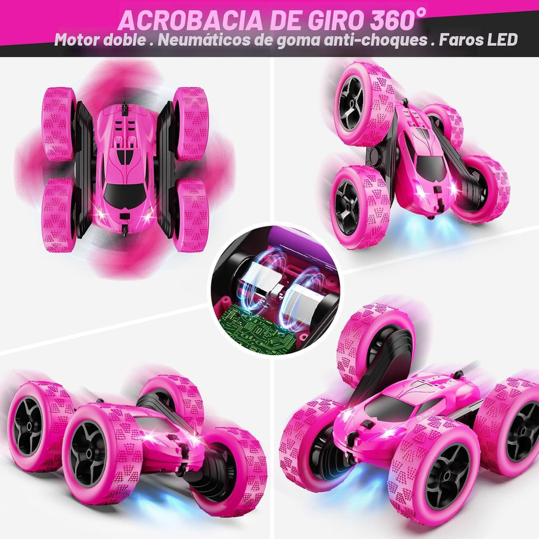 QUNREDA - Autos RC, coche de control remoto rosa para niñas, 2.4 GH...