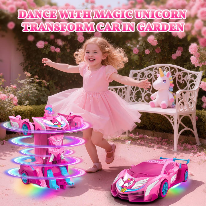 Coches RC Transformables de Unicornio para Niñas con Ojos de Arcoír...