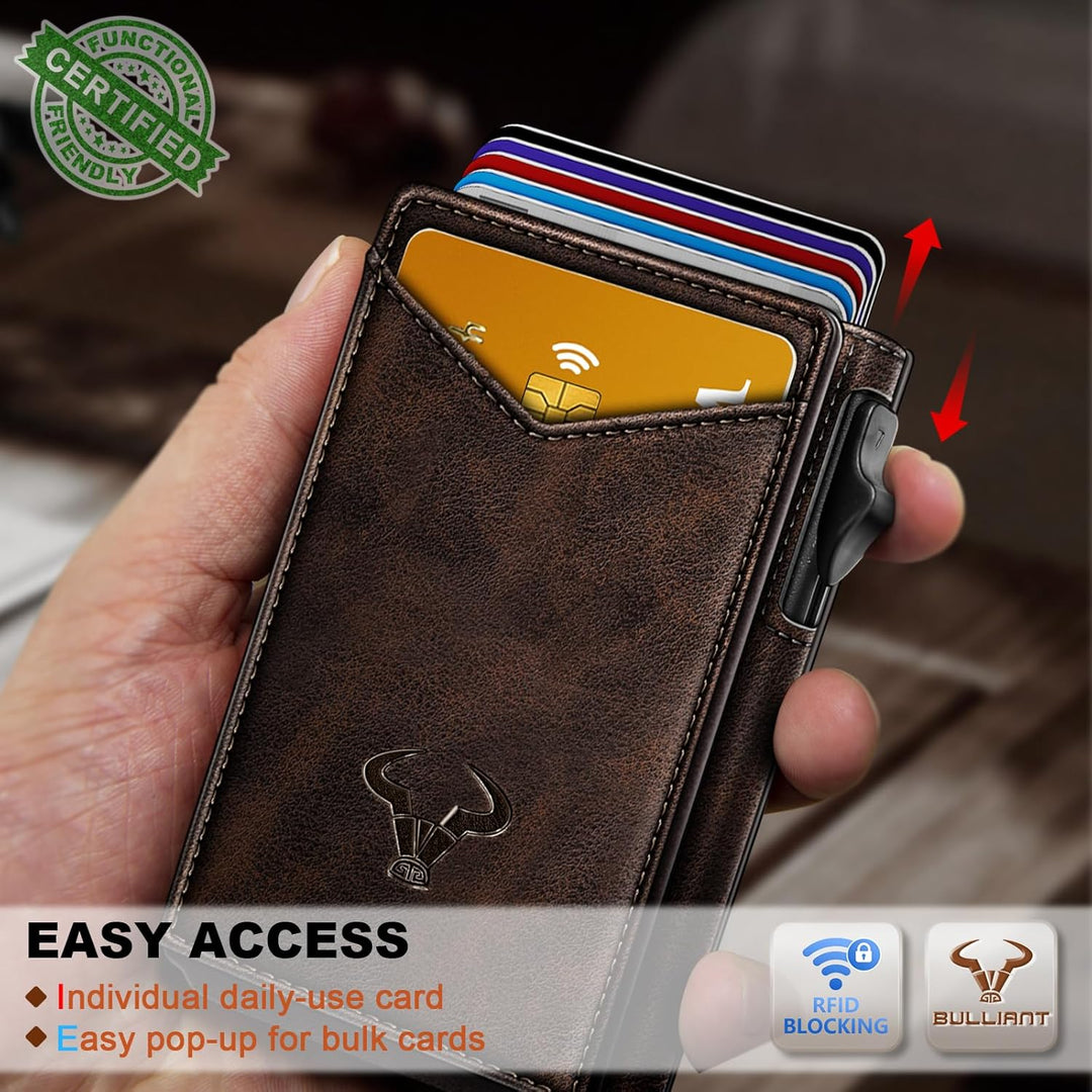 Cartera Bulliant para hombre, cartera con clip de dinero delgada pa...