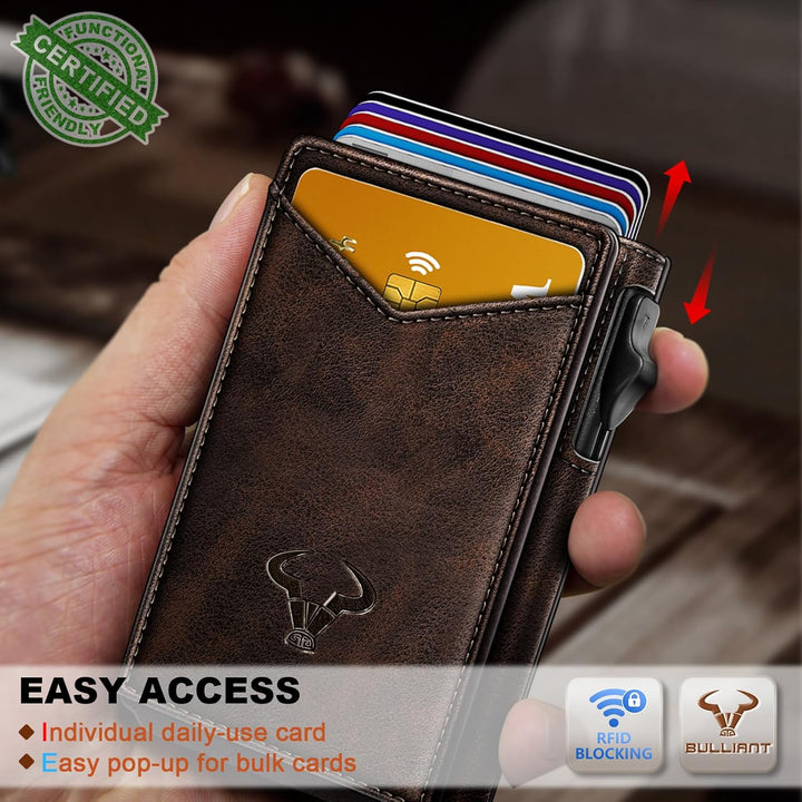Cartera Bulliant para hombre, cartera con clip de dinero delgada pa...