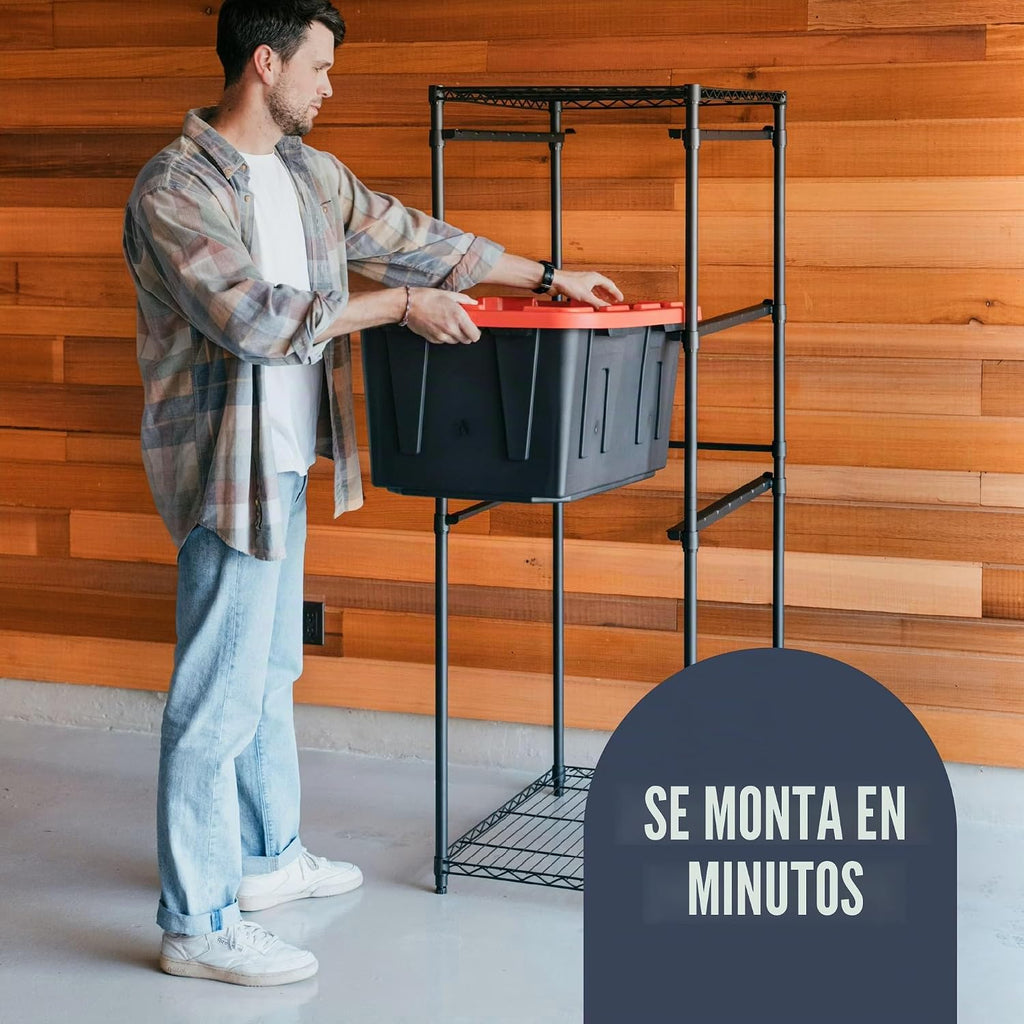 CleverMade Estante de almacenamiento de asas de 27 galones, torre de acero