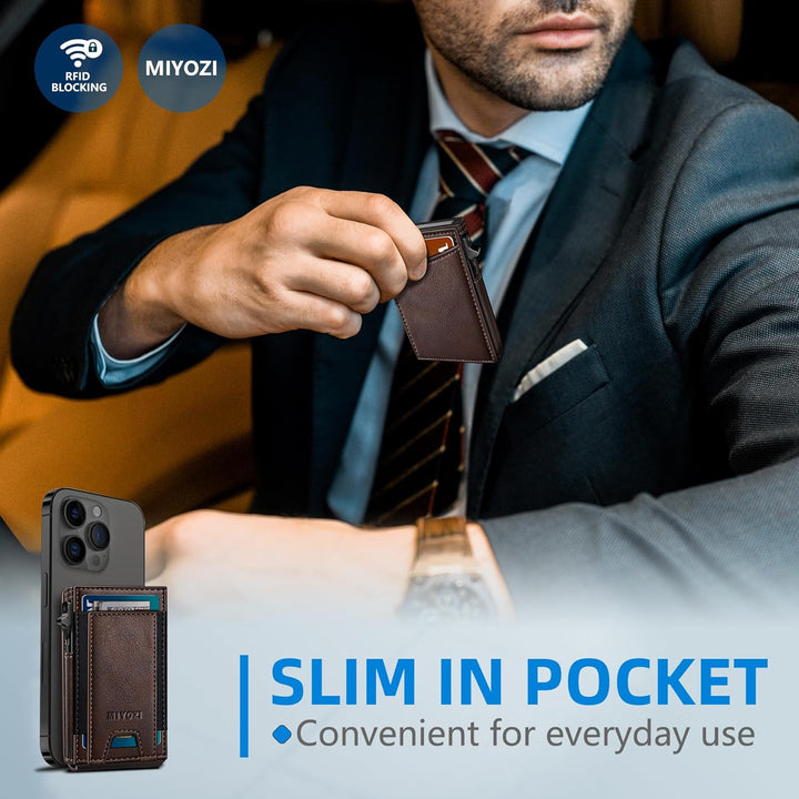 miyozi Cartera para hombre, tarjetero desplegable delgado, con bloq...