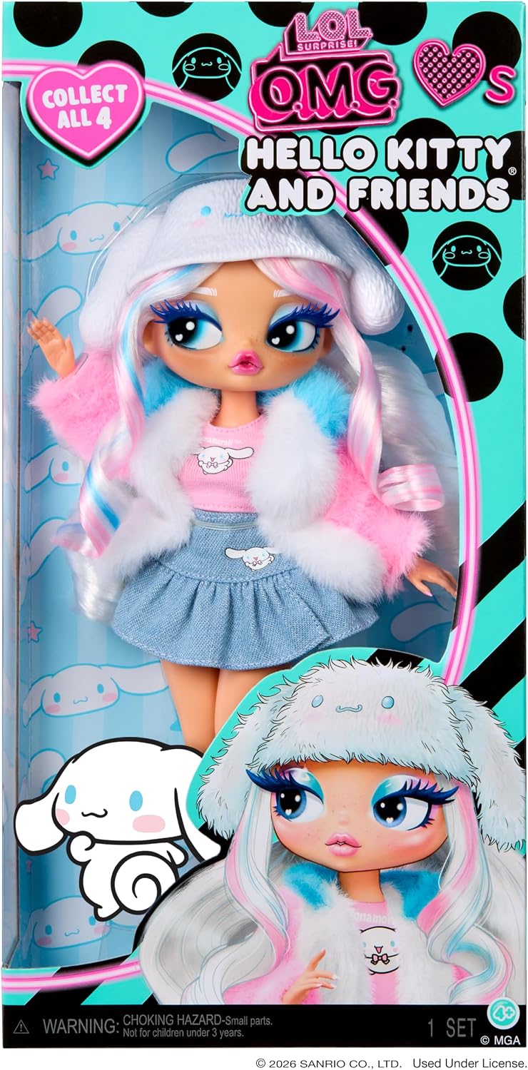 LOL Surprise OMG ama a Hello Kitty y sus amigos - Cinnamoroll - Muñeca de moda inspirada en el personaje de Hello Kitty y Friends - ¡Juega y muestra!