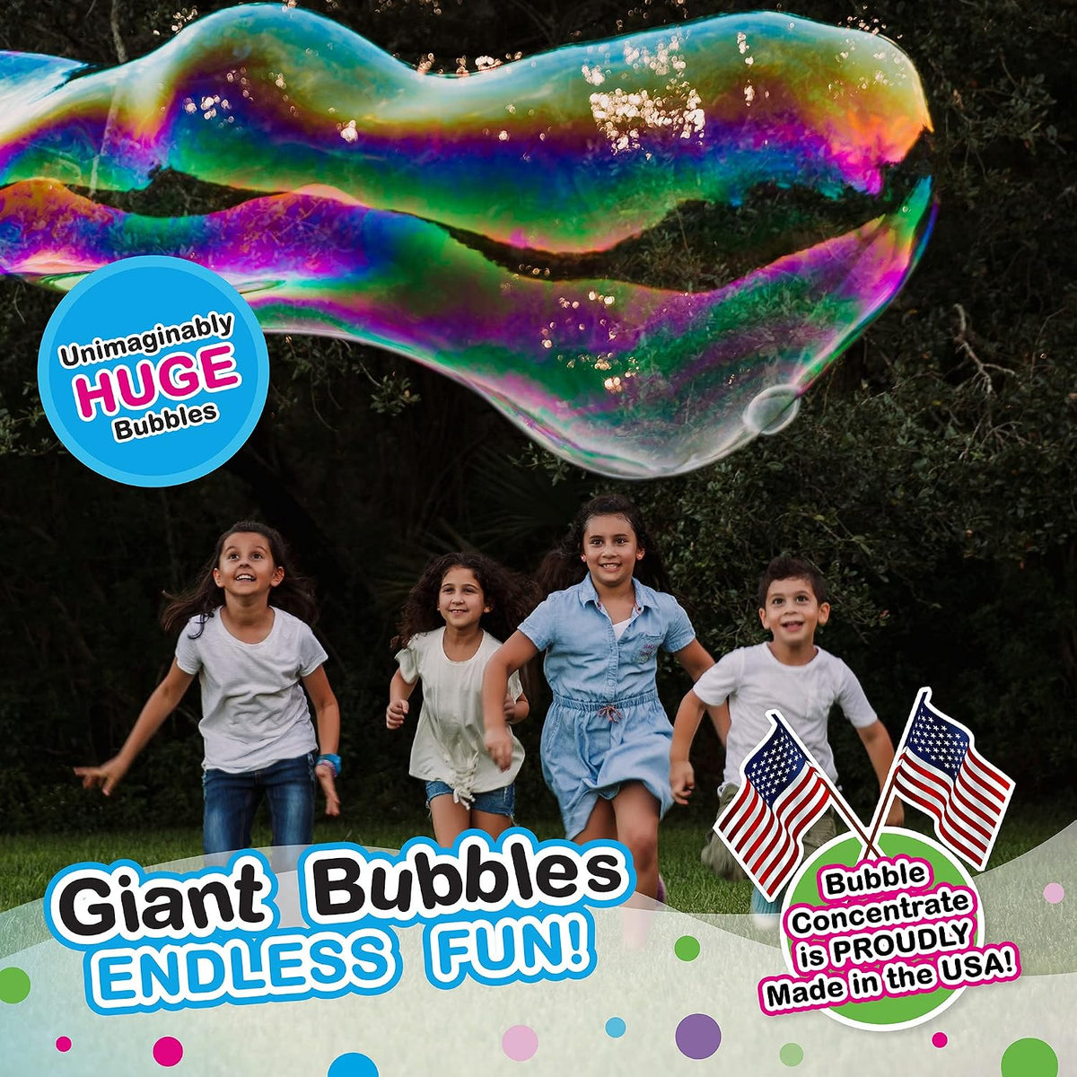 Kit de burbujas gigantes Plus – Burbujas grandes para niños con una varita de burbujas grande y mezcla de burbujas (produce 1.5 galones)