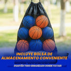 Aro de baloncesto sobre la puerta, pirámide de carreras de 7 aros de altura ajustable con 8 mini bolas de espuma y bolsa de transporte, montaje en pared, fácil instalación, juego para niños para interiores y exteriores para mayores de 5 años