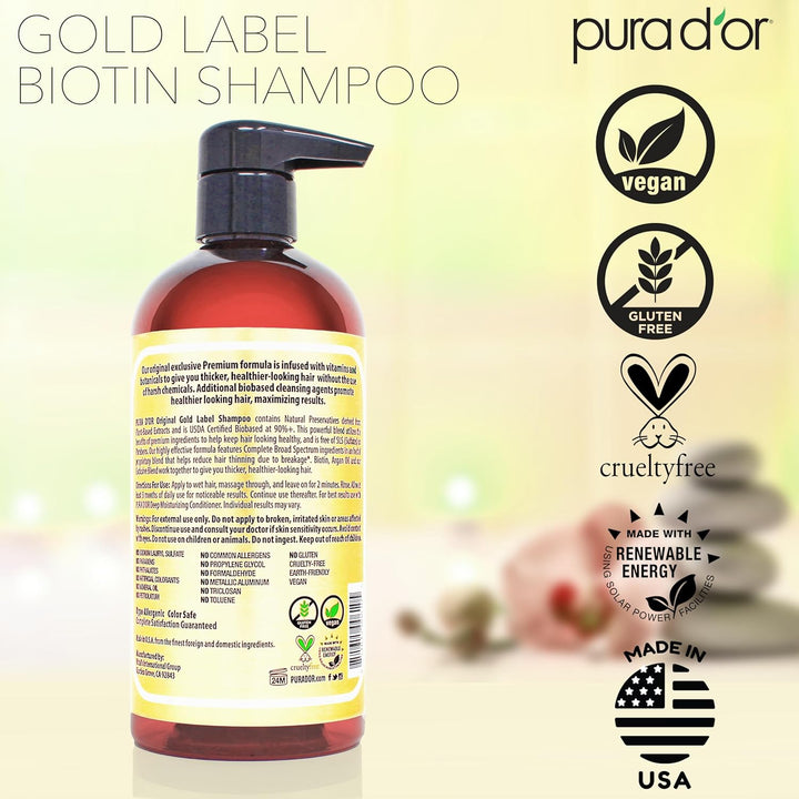 PURA D'OR Champú Original de Etiqueta Dorada Anti-Adelgazamient...