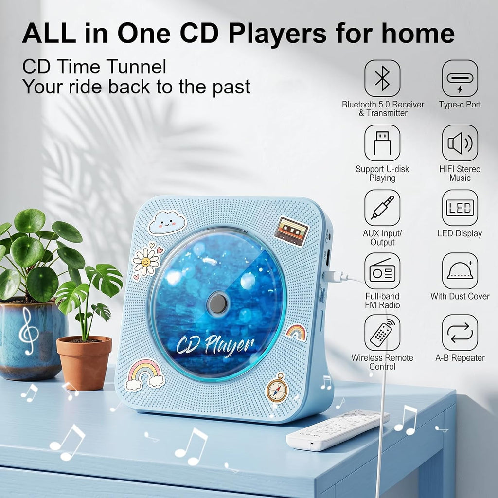 Gueray Reproductor de CD Reproductores de CD portátiles Bluetooth de