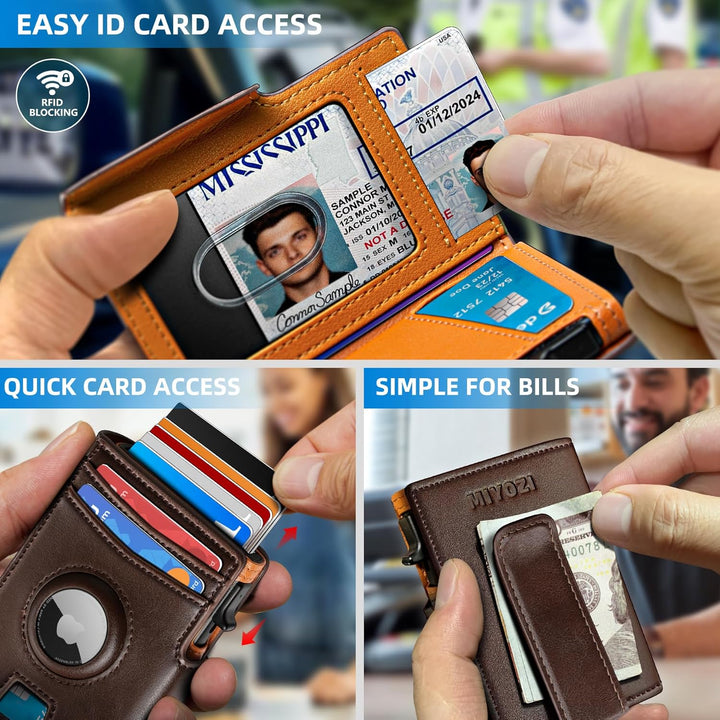Miyozi - Billetera Airtag para hombre, con clip de dinero, estuche...