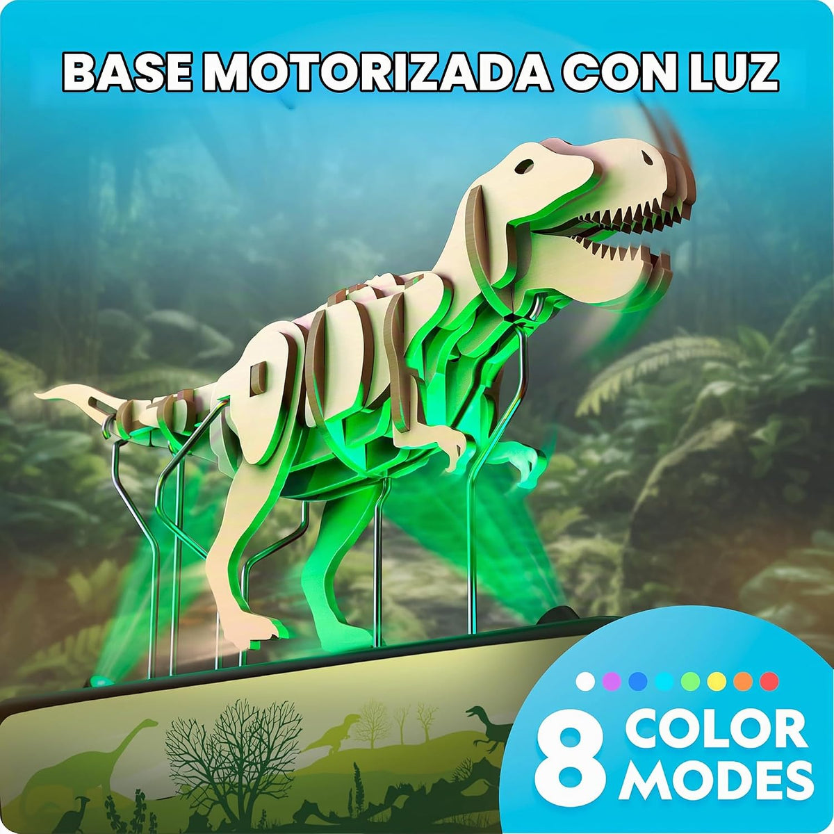 National Geographic Rompecabezas 3D Motorizado T. Rex Kit de Madera de Dinosaurio para Niños