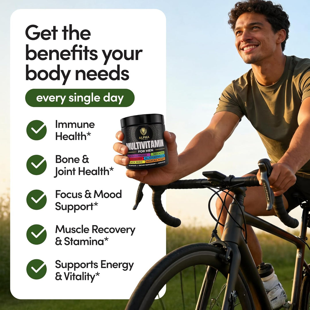 Alpha Tribe Multivitamínico para hombres con musgo marino, aceite d...