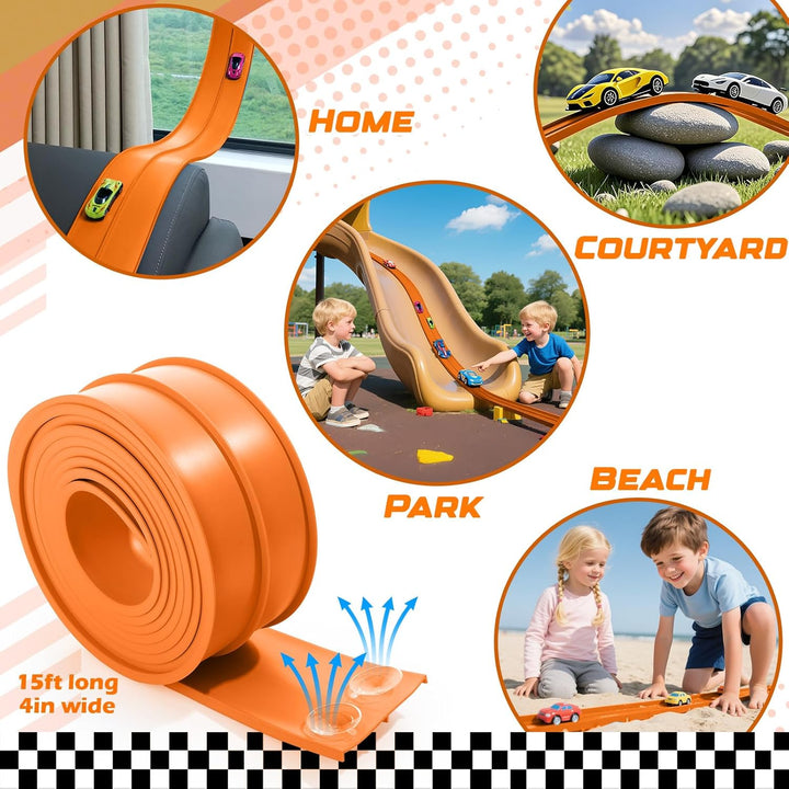 Flexible Race Car Track - Juego de iniciación de 15 pies con ventos...