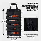Bolsa plegable portátil para herramientas, bolsa organizadora de herramientas resistente con 5 compartimentos y 2 bolsas desmontables para almacenamiento de herramientas, bolsa enrollable impermeable para papá, hombres, electricista, mecánico, regalos