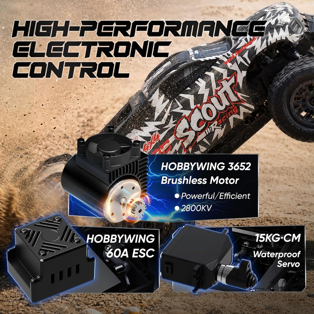 Coche RC sin escobillas 1/10 para adultos, 4WD, máximo 50+ mph