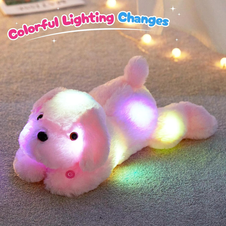 WEWILL Perro Cachorro Rosa Iluminado de 18'' con LED, Peluc...