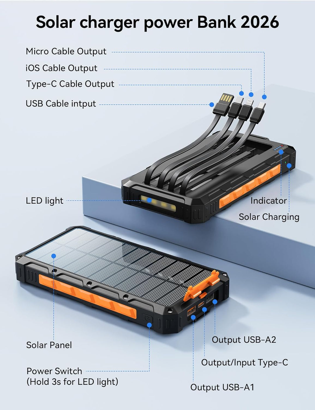 Cargador solar-banco de energía \u2013 Cargador de batería solar de...