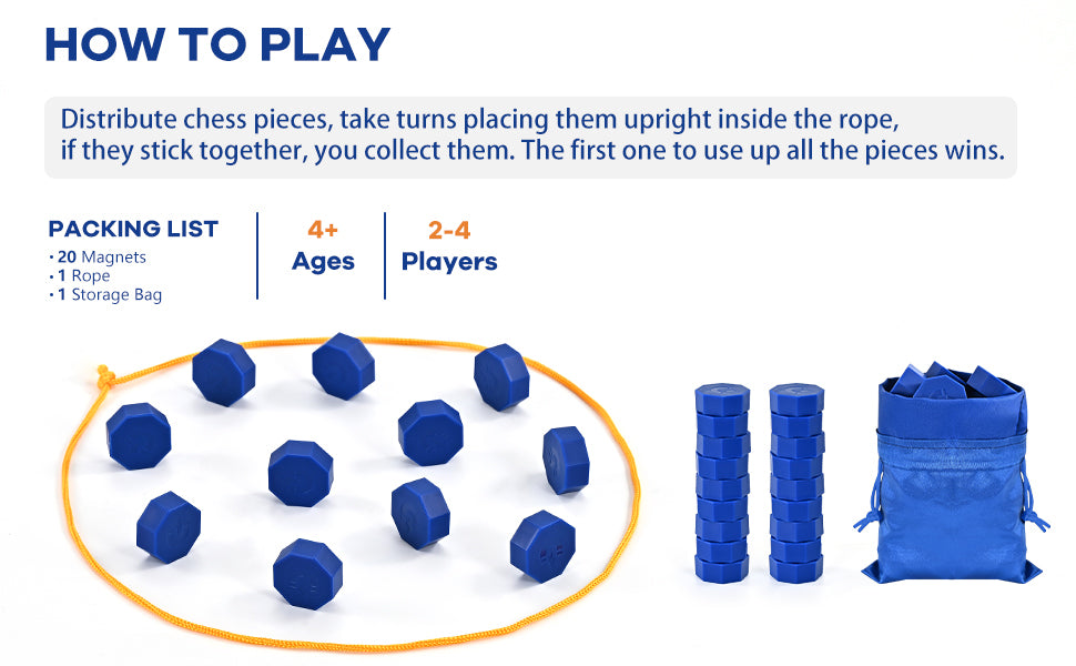 Juego de imán con cuerda juego de ajedrez magnético para