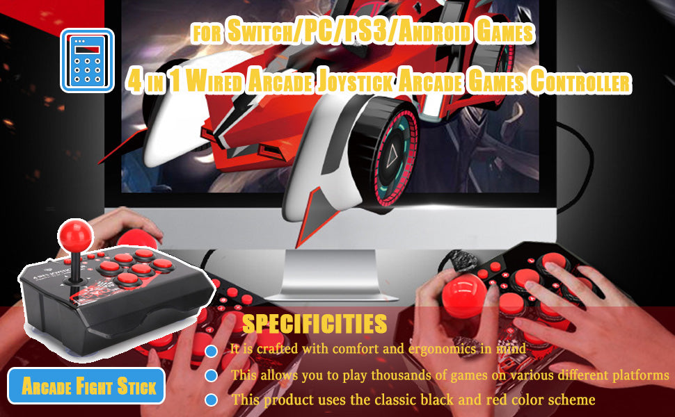 Arcade Fight Stick 4 en 1 con cable Arcade Joystick Arcade