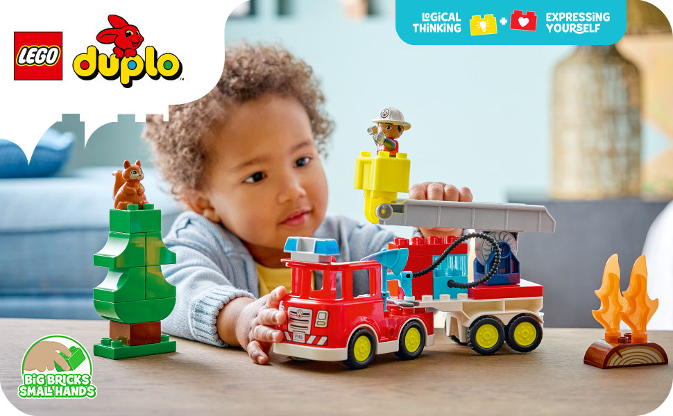 LEGO DUPLO - Camión de bomberos con manguera y juguete de