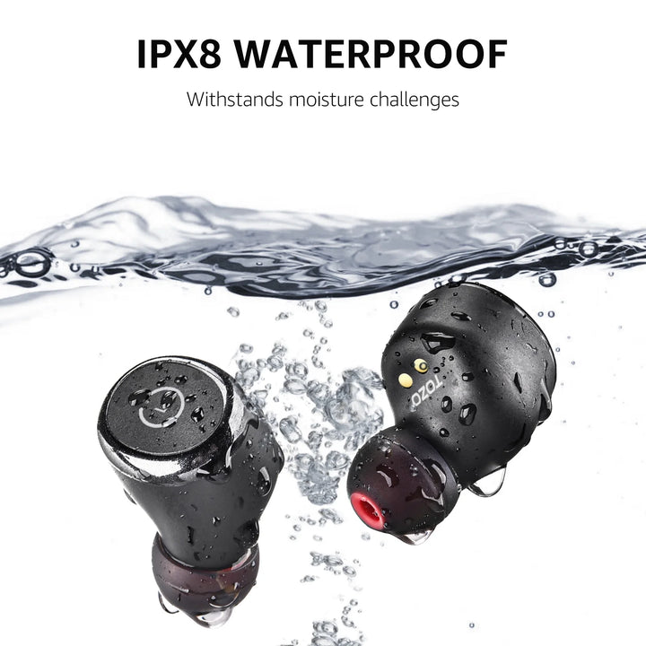 T10 Wireless Earbuds, Bluetooth Ear Buds, Stereo Bass in Ear Headphones, 55H Play, Active Noise Cancelling Mic, Wireless Charging Case, App 32EQ, IPX8 Waterproof, Black