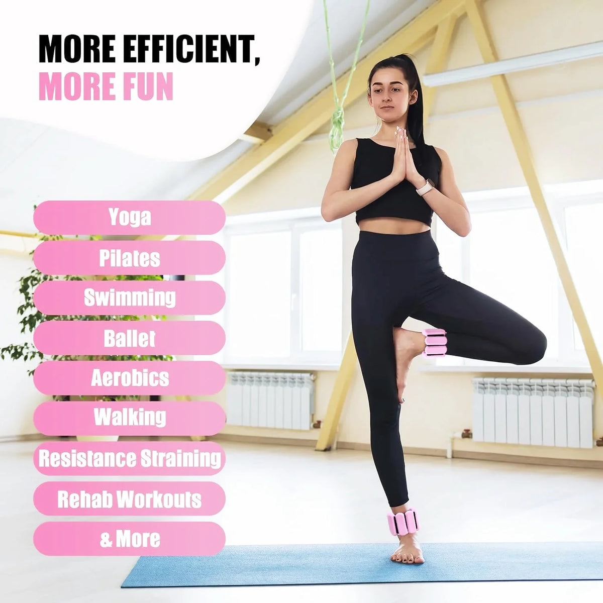 Pilates Wrist & Ankle Weights for Women, Wearable Strong Arm & Leg Weights Set of 2(1Lbs Each), Adjustable Ankle Weights for Walking, Yoga, Dance, Barre,Gym