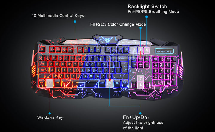 BlueFinger Combo de auriculares y teclado para juegos