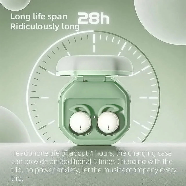 Sleep Earphones Bluetooth Sports Headphone, Wireless Music Sleeping Headphones Noise-Canceling Earbuds Mini Earphones Bluetooth 5.3 Hidden Headphones for Side Sleepers/Work,Light Green