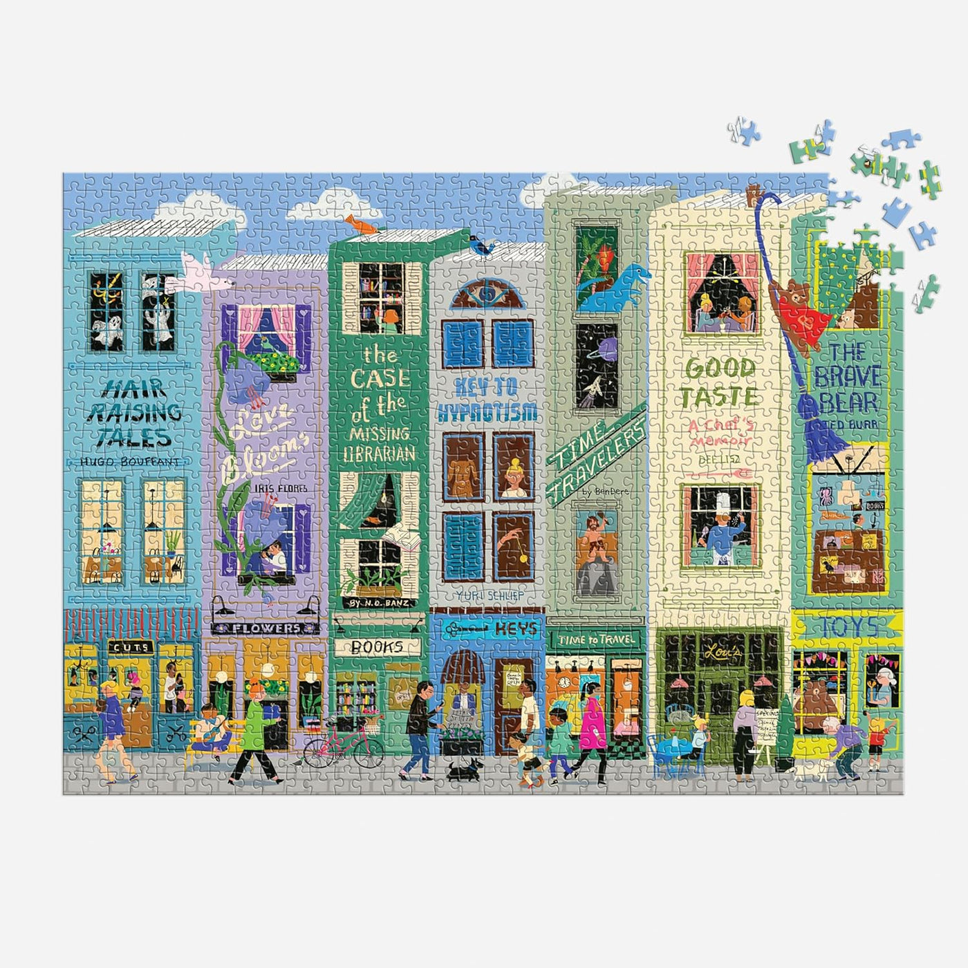 Galison Main Street Books - Rompecabezas de 1000 piezas con hermosas obras de arte de un vecindario temático de libro
