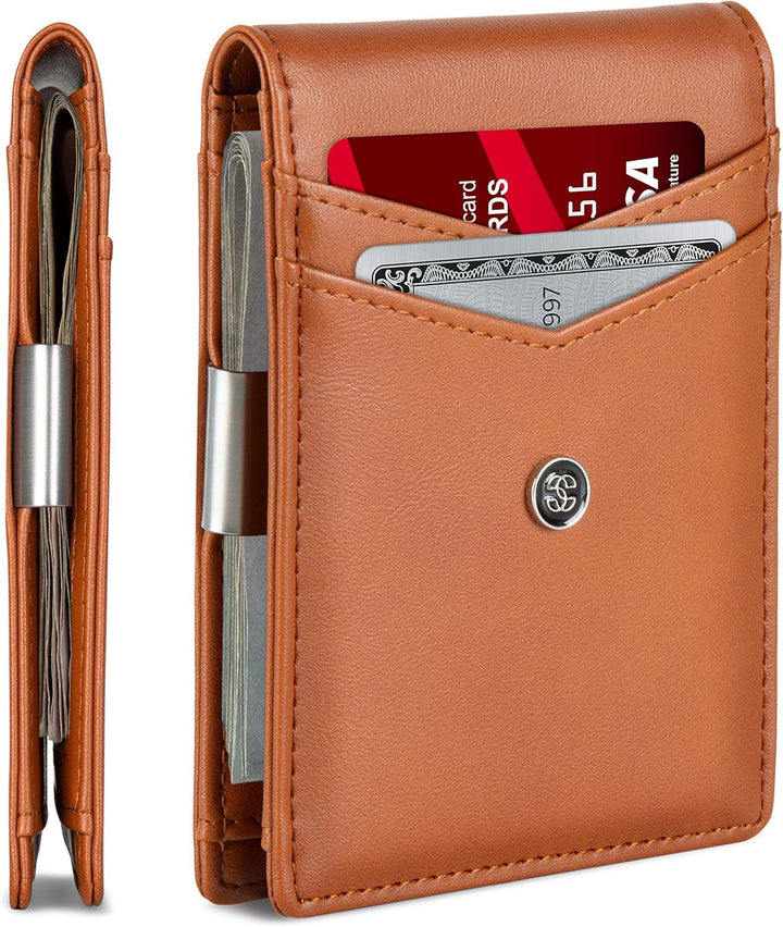 Suavell Billeteras delgadas para hombres. Cartera plegable minimali...