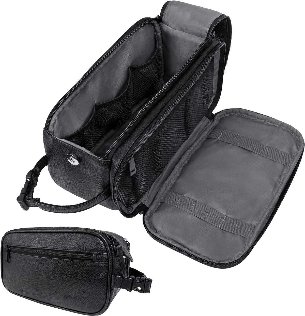 PAVILIA - Neceser para hombre, kit de afeitado para viaje, neceser de viaje para hombres, organizador de artículos de aseo para el cuidado personal, bolsa de cosméticos de cuero sintético resistente
