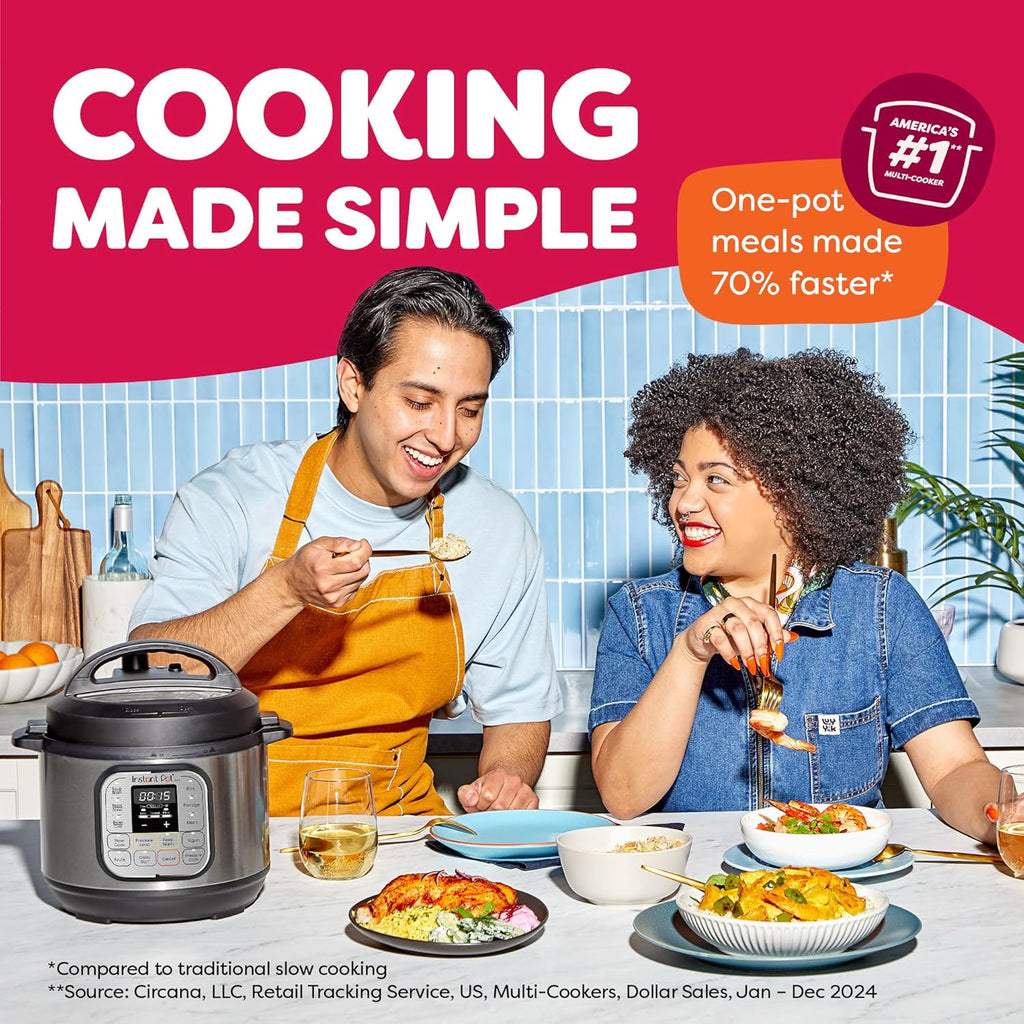 Instant Pot IP-DUO60, 6cuartos/1000W - Olla a presión multifunción 7 en 1, Acero inoxidable y negro