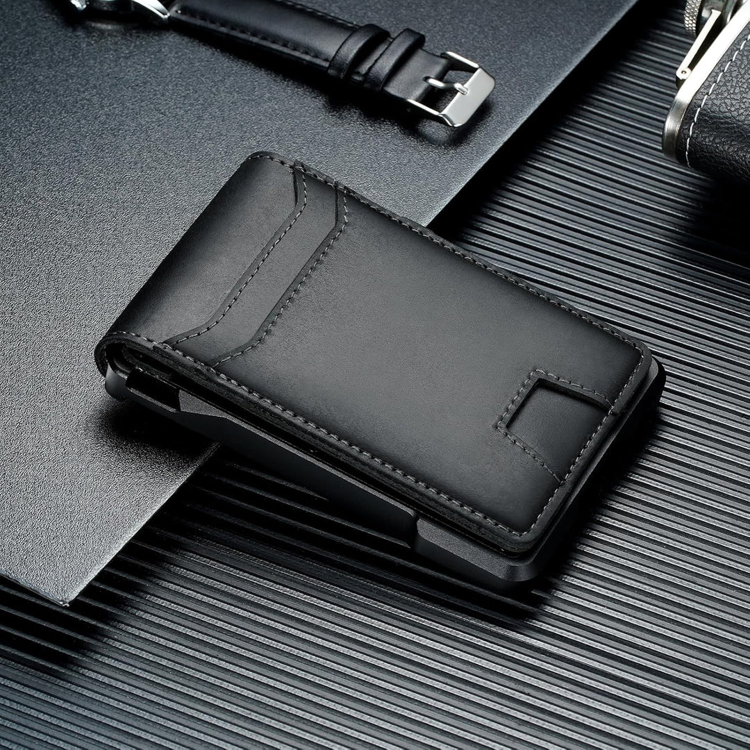 furid Cartera de cuero genuino para hombre: carteras minimalistas R...