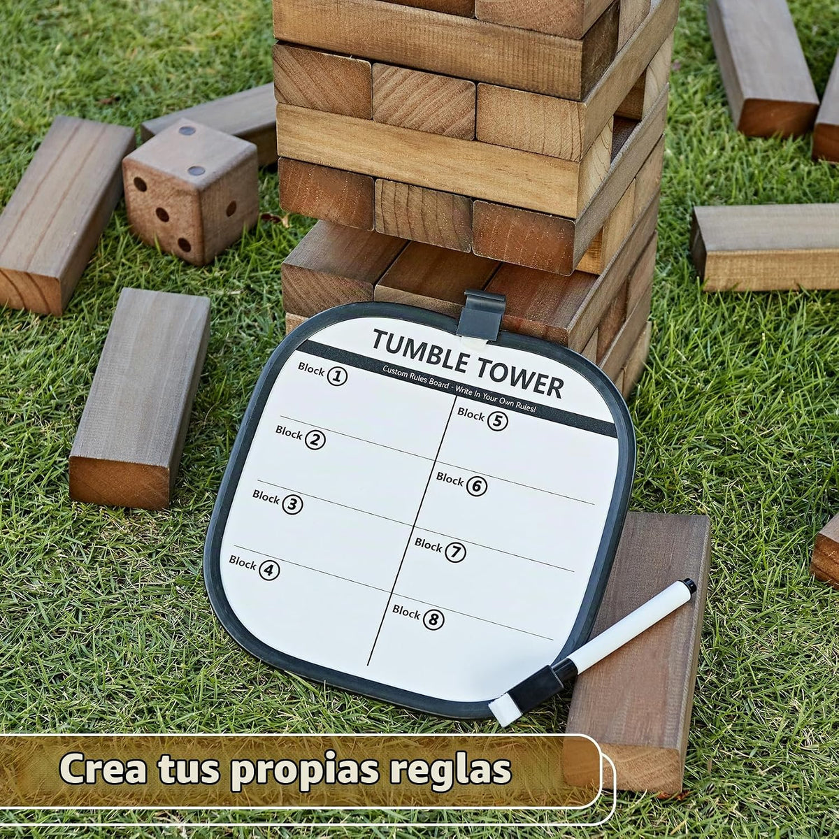 ApudArmis 60 piezas gigante Tumble, juego de madera de pino apilado al aire libre 3.2 pies