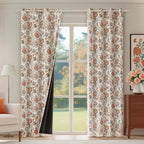 FMFUNCTEX - Cortinas opacas florales bohemias beige, 52 x 84 pulgadas