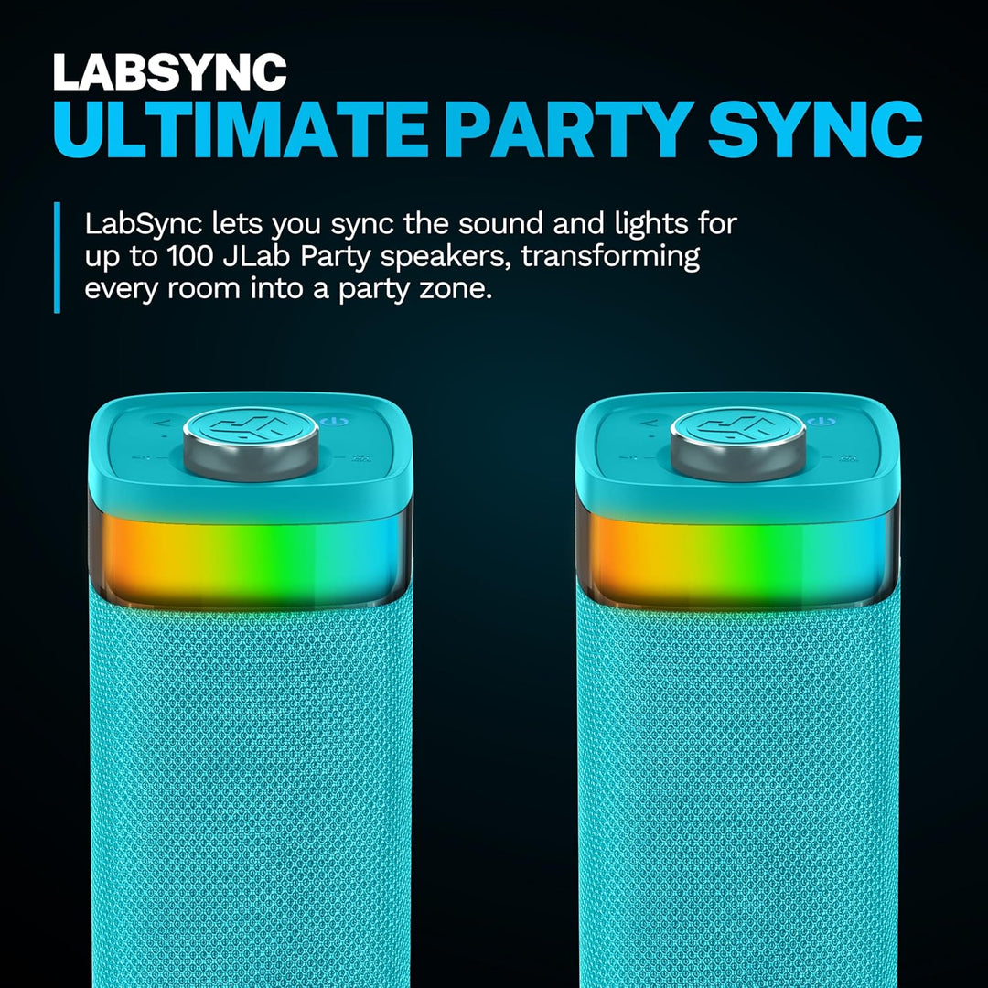 JLab JBuds Party Altavoz Bluetooth portátil, 2 controladores de ran...