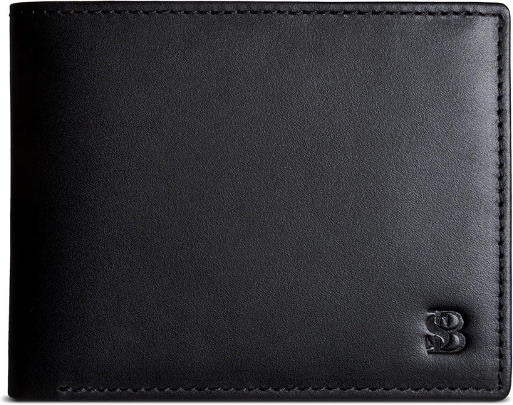 SERMAN BRANDS Cartera de cuero de grano completo para hombre, bloqu...