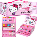 Hello Kitty Lápices de colores, suministros de arte, kit de dibujo para niños, suministros escolares, kit de pintura, lápices de dibujo para niñas, kit de arte, estuche de viaje con crayones para