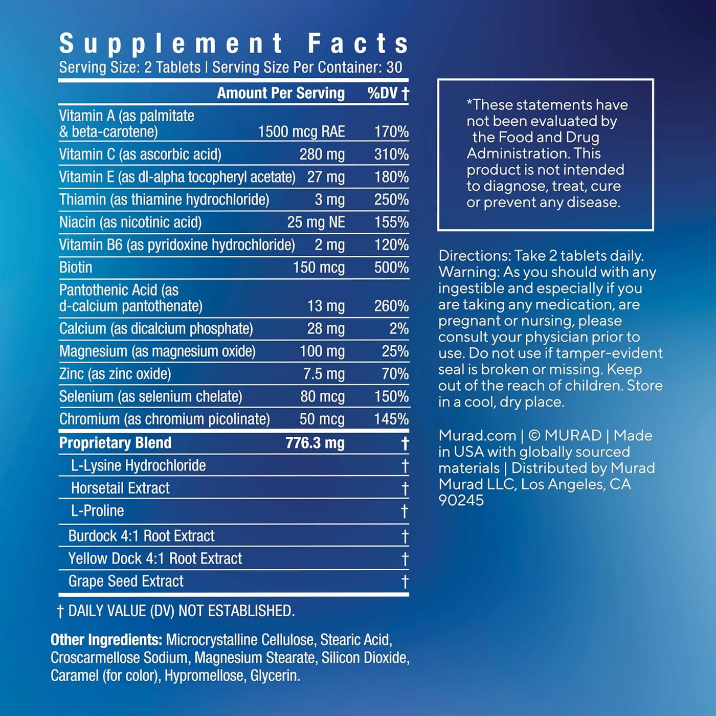 Murad Pure Skin - Suplementos para el acné \u2013 60 tabletas \u201...